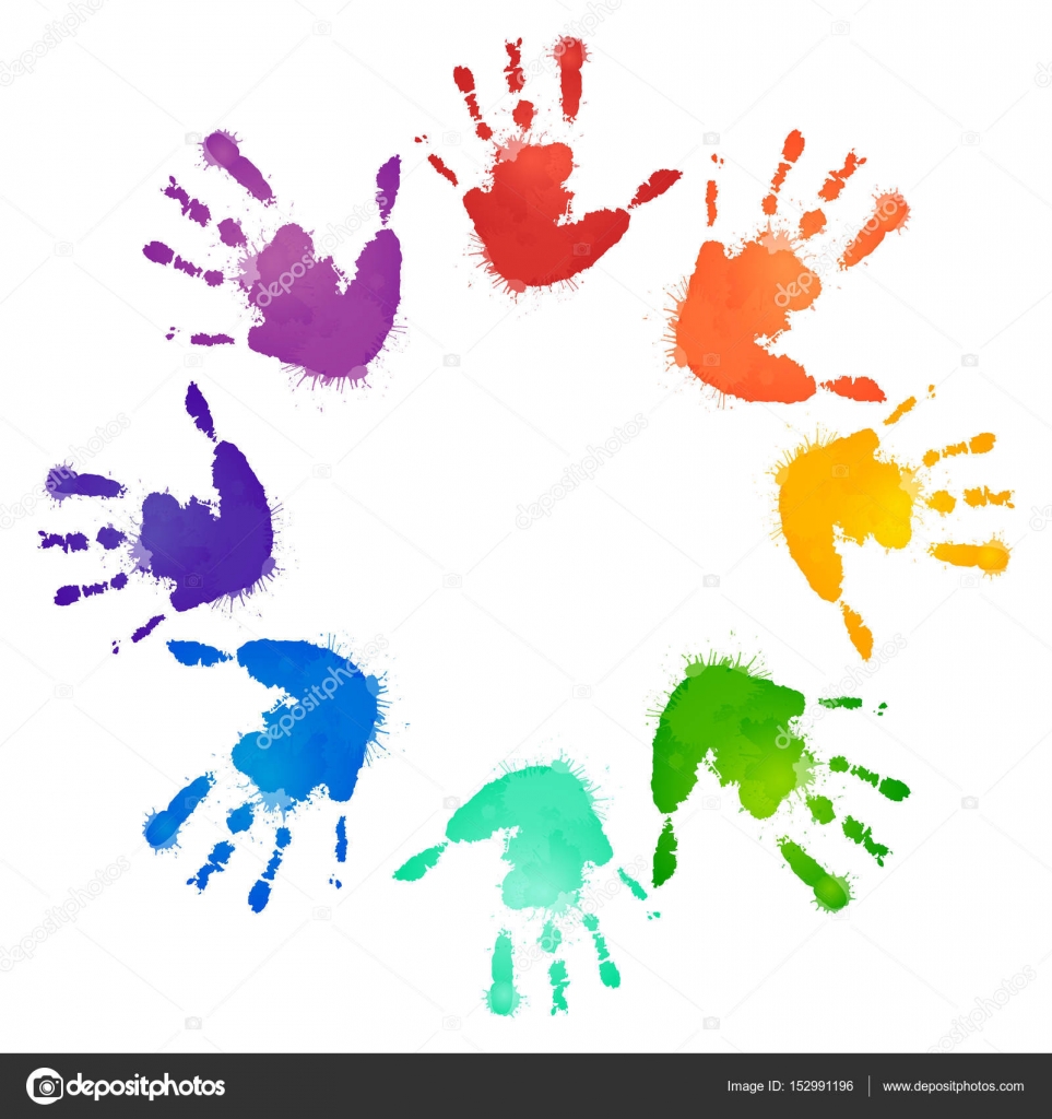 Image vectorielle Empreintes arc-en-ciel des mains des enfants par ©veleri  - 152991196, image size:1600x1700