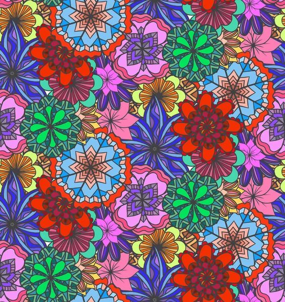 Texture multicolore avec des fleurs doodle — Image vectorielle