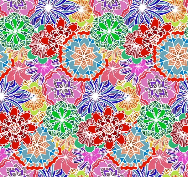 Texture multicolore avec des fleurs doodle — Image vectorielle