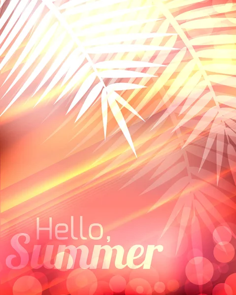 Summer greeting card with palm branches — Stock Vector