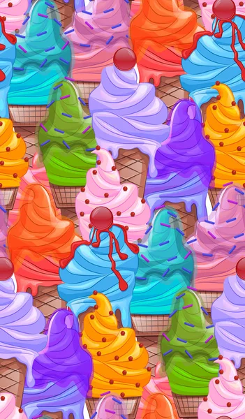 Texture con coni gelato cartone animato — Vettoriale Stock