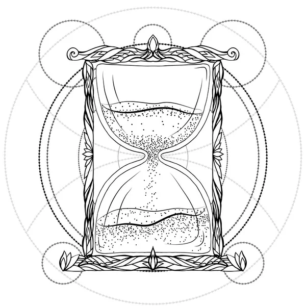 Ilustração em preto e branco da ampulheta — Vetor de Stock