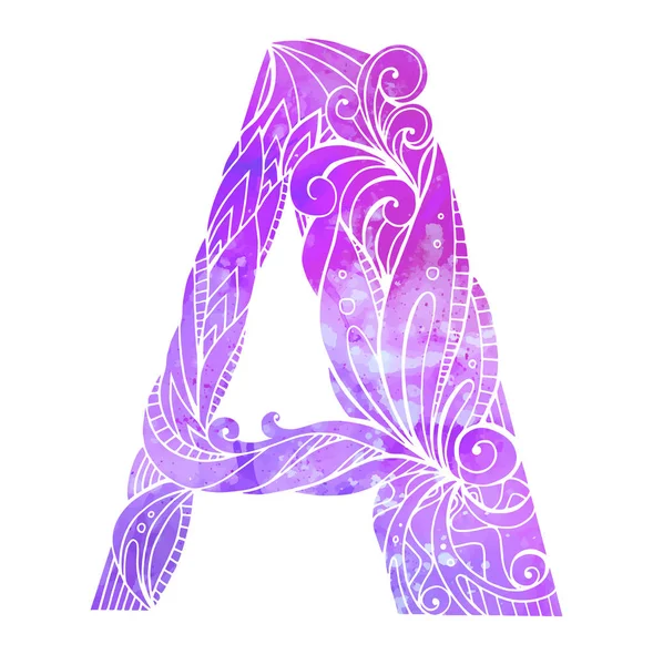 Färbung freihändig Zeichnung Großbuchstaben a — Stockvektor
