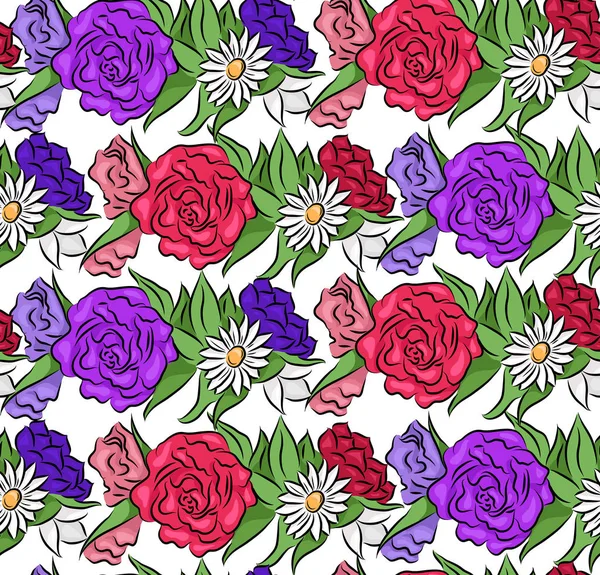 Бесшовная цветочная текстура с цветами — стоковый вектор