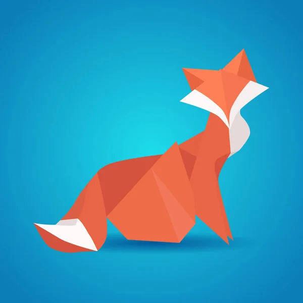 stock vector Illustration of a paper origami fox