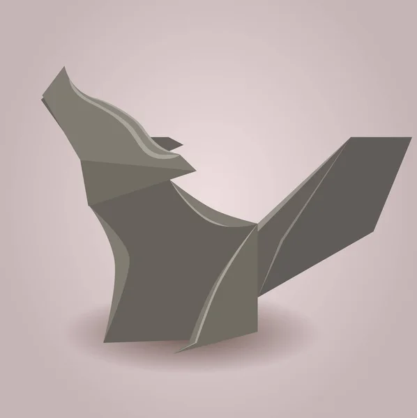 紙折り紙狼のイラスト — ストックベクタ