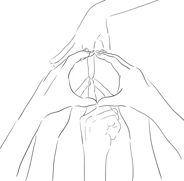 Mains humaines et signe de paix — Image vectorielle