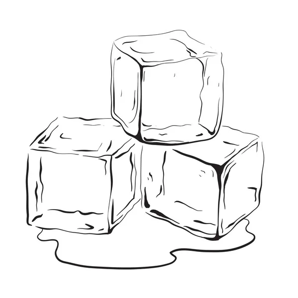 Cubos de hielo dibujados a mano — Vector de stock