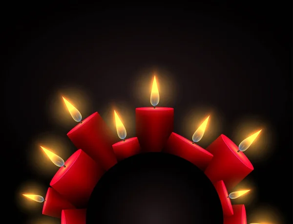 Cadre avec bougies rouges — Image vectorielle