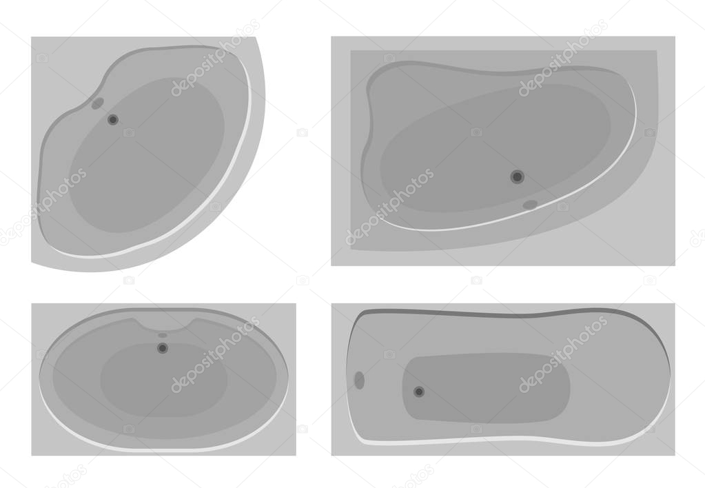 Set of different bathrooms