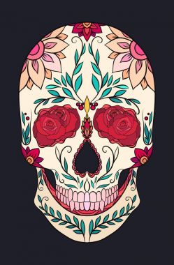 Bir şeker kafatası renkli çizimi.