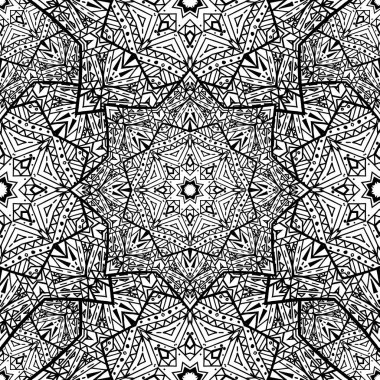 Siyah ve beyaz mandalalar ile sorunsuz doku. 