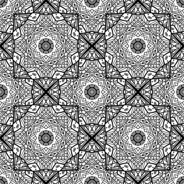 Siyah ve beyaz mandalalar ile sorunsuz doku. 