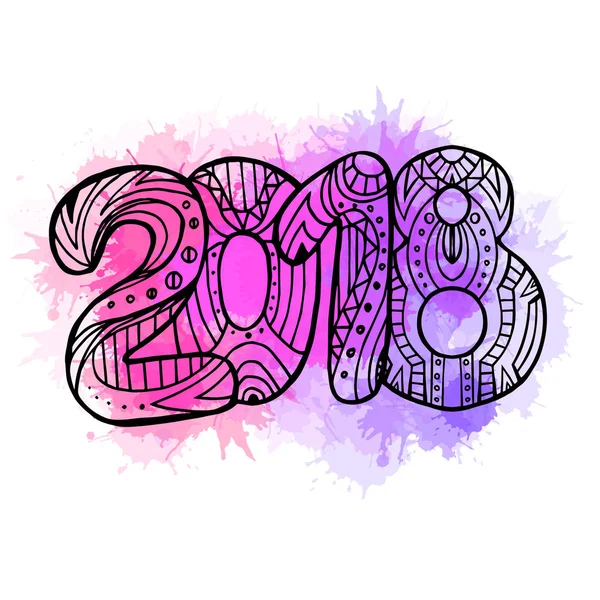 Doodle 2018 рік з візерунком бохо — стоковий вектор