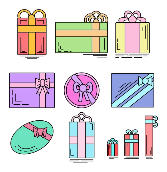 Presentes festivos de várias formas —  Vetores de Stock