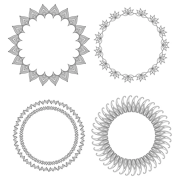 Uppsättning med runda doodle ramar — Stock vektor