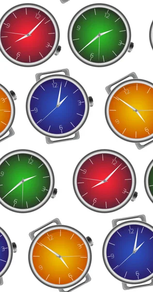 Textura Perfecta Con Reloj Realista Multicolor Patrón Vectorial Para Telas — Vector de stock