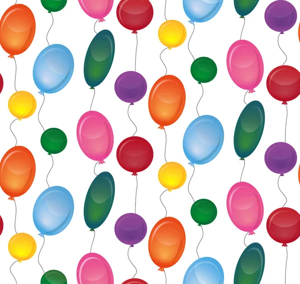 Texture Sans Couture Avec Ballons Festifs Sur Fond Blanc Modèle — Image vectorielle