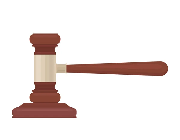 白い背景に裁判官のハンマーを落とした 正義の象徴 あなたのデザインのベクトル フラット イラスト — ストックベクタ