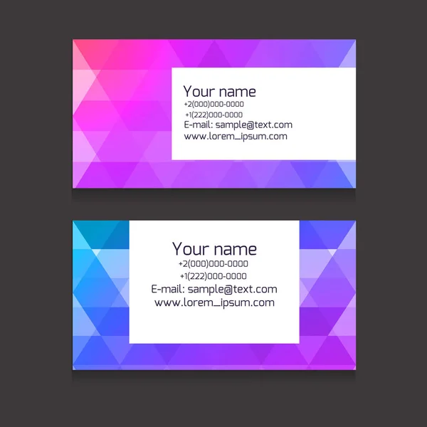 Mehrfarbige Visitenkartenvorlage Aus Polygonalen Elementen Vektor Abstrakte Karten Für Ihr — Stockvektor