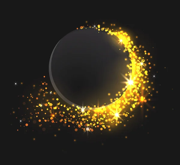Cercle Noir Sur Fond Noir Avec Des Étincelles Dorées Élément — Image vectorielle