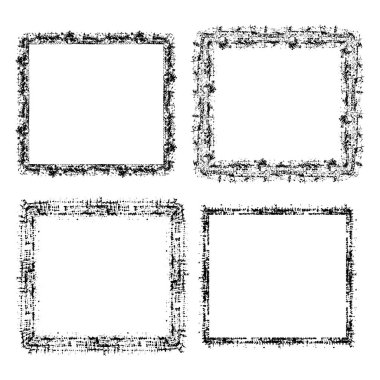 Beyaz arka plan üzerinde kare grunge çerçeve kümesi