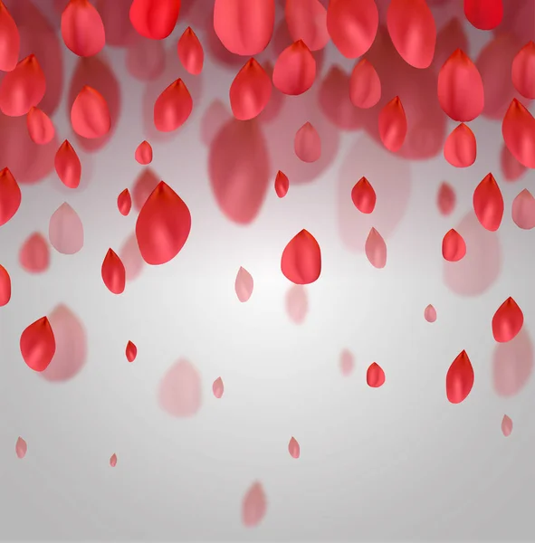 背景をぼかした写真をはがきに落ちると赤い花弁 — ストックベクタ