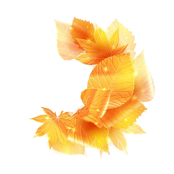 白色背景下散落的金色叶子 — 图库矢量图片