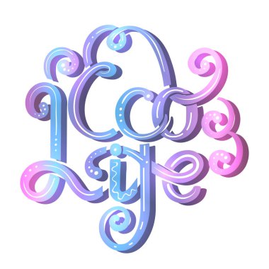 Eko yaşam. Bukleler ve süslemeleri ile Neon Mürekkep yazı. Modern yaşam için şık bir alıntı. Gezegeni kurtar. Çevre dostu kaligrafi