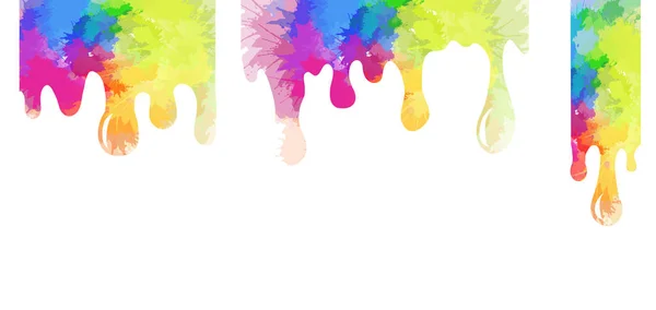 Conjunto de manchas de arco iris con salpicaduras de acuarela. Gotas de pintura. Manchas de color. El objeto está separado del fondo. Objeto vectorial — Archivo Imágenes Vectoriales