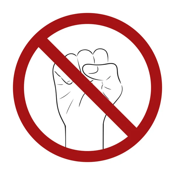 Schéma d'un poing humain en signe d'interdiction. Arrêtez la violence. L'interdiction de la guerre. Élément vectoriel — Image vectorielle