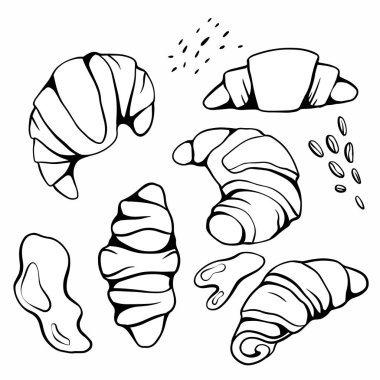 Bir dizi kruvasan ve çeşitli malzemeler. Kaçık, evet.