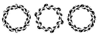 Siyah hayalet siluetlerinden yuvarlak çerçeveler. Nesne