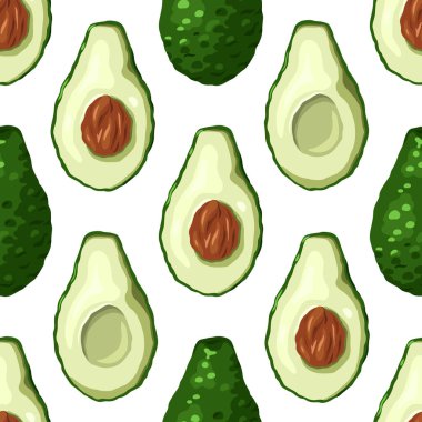 Avokado yarımlı kusursuz desen beyaz bir sırt üstü.