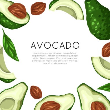 Avokadolu kare kart ve mesaj için yer. Sağlıklı keto diyeti. 