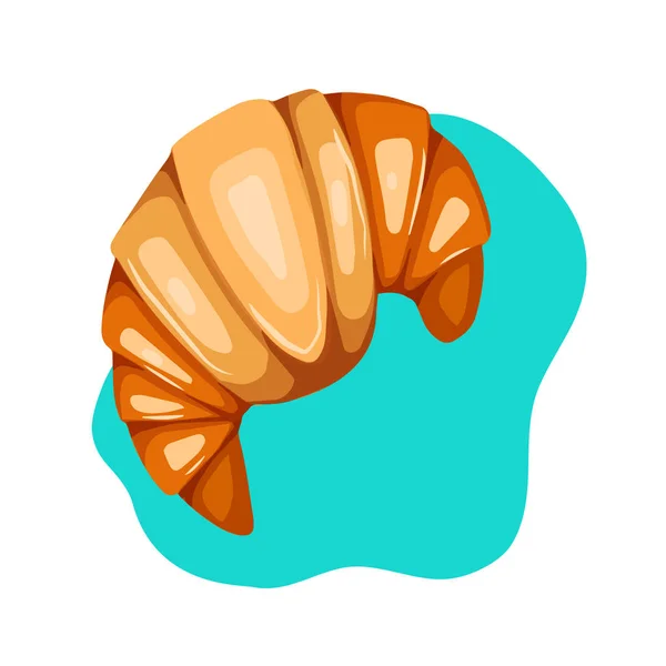 Doodle croissant illustratie met siroop. Zicht van bovenaf. Frenc — Stockvector