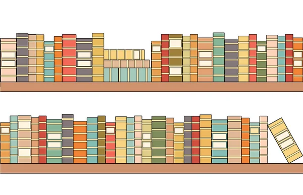 Nahtlose Bücherregale mit bunten Büchern. Bibliothek und Aktenkabine — Stockvektor