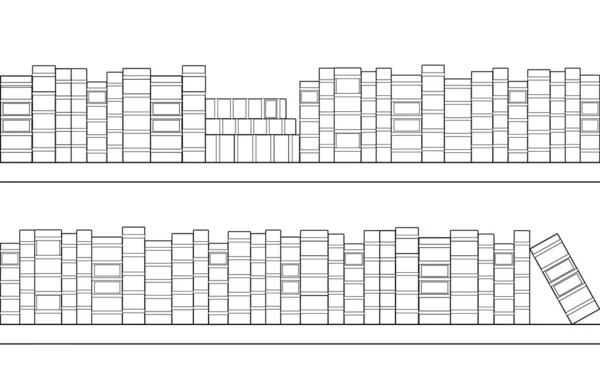 Απρόσκοπτη περίγραμμα ράφια με βιβλία. Βιβλιοθήκη και αρχειοθήκη — Διανυσματικό Αρχείο