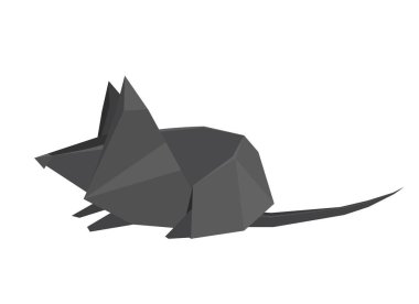 Bir farenin çokgen çizimi. 3D kağıt origami faresi. Yeni Yıl