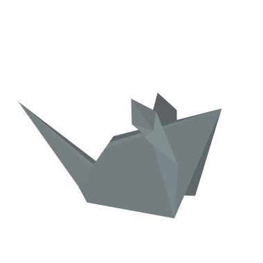 Bir farenin çokgen çizimi. 3D kağıt origami faresi. Yeni Yıl