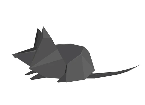 Ilustración poligonal de un ratón. 3d papel origami rata. Nuevo Sí. — Vector de stock