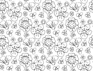 Çeşitli çiçek ve yapraklarla kusursuz çizim deseni. Yumurtadan doğal bir model çıkıyor. Kumaşlar, duvar kağıtları ve yaratıcılığınız için taşıyıcı rustik doku.