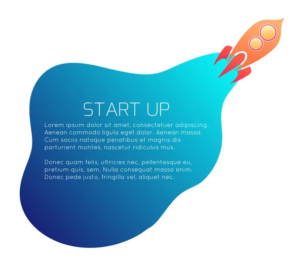 Uppstartsprojekt Framgångsrik Start Ditt Företag Färggradient Kort Med Raket Och — Stock vektor