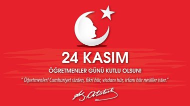 24 Kasım Öğretmenler Günü kutlu olsun. Renkli ve yaratıcı tebrik kartı çalışma.