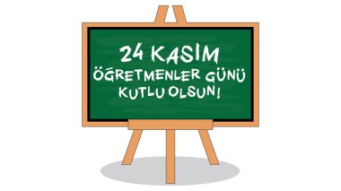 24 Kasım Öğretmenler Günü kutlu olsun. Renkli ve yaratıcı tebrik kartı çalışma.