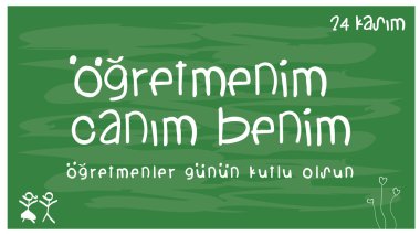 24 Kasım Öğretmenler Günü kutlu olsun. Renkli ve yaratıcı tebrik kartı çalışma.