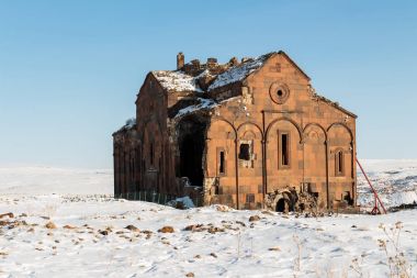 Unesco Dünya Kültür Mirası Listesi'ne üzerinde Ani Harabeleri. Kars Türkiye, Şubat 2017.
