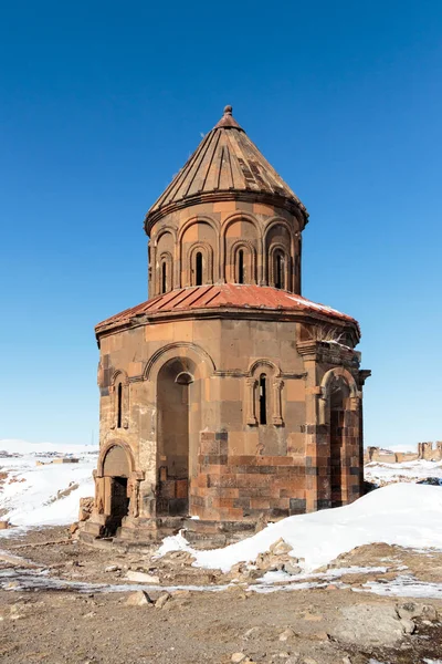 Unesco Dünya Kültür Mirası Listesi'ne üzerinde Ani Harabeleri. Kars Türkiye, Şubat 2017. — Stok fotoğraf