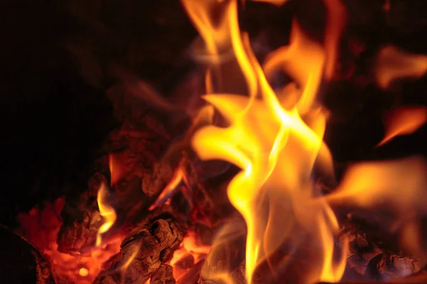 Fire Burning Fire and flame visual. Yellow and red color. — Stock Photo, Image