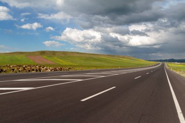 Otoban. Açık görüş ve güneşli hava seyahat için.